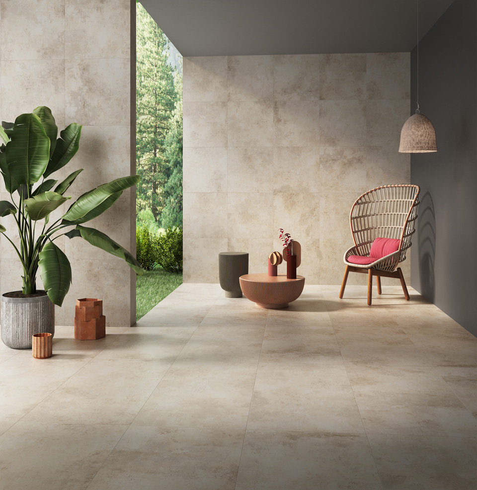 Fliesen: Kemmler. - Bodenfliese Palmi in der Farbe beige und im 