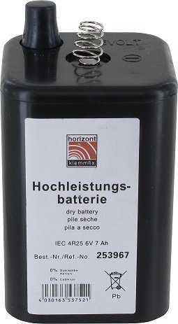 HaWe Blockbatterie IEC4R25 6V/7Ah 253967 7Ah, Blink-/Dauerlicht 180/720 h,  Zink-Kohle, ohne Quecksilber und Cadmium