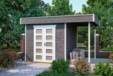 Skan Holz Gartenhaus Venlo 2 Farbe: Schiefergrau