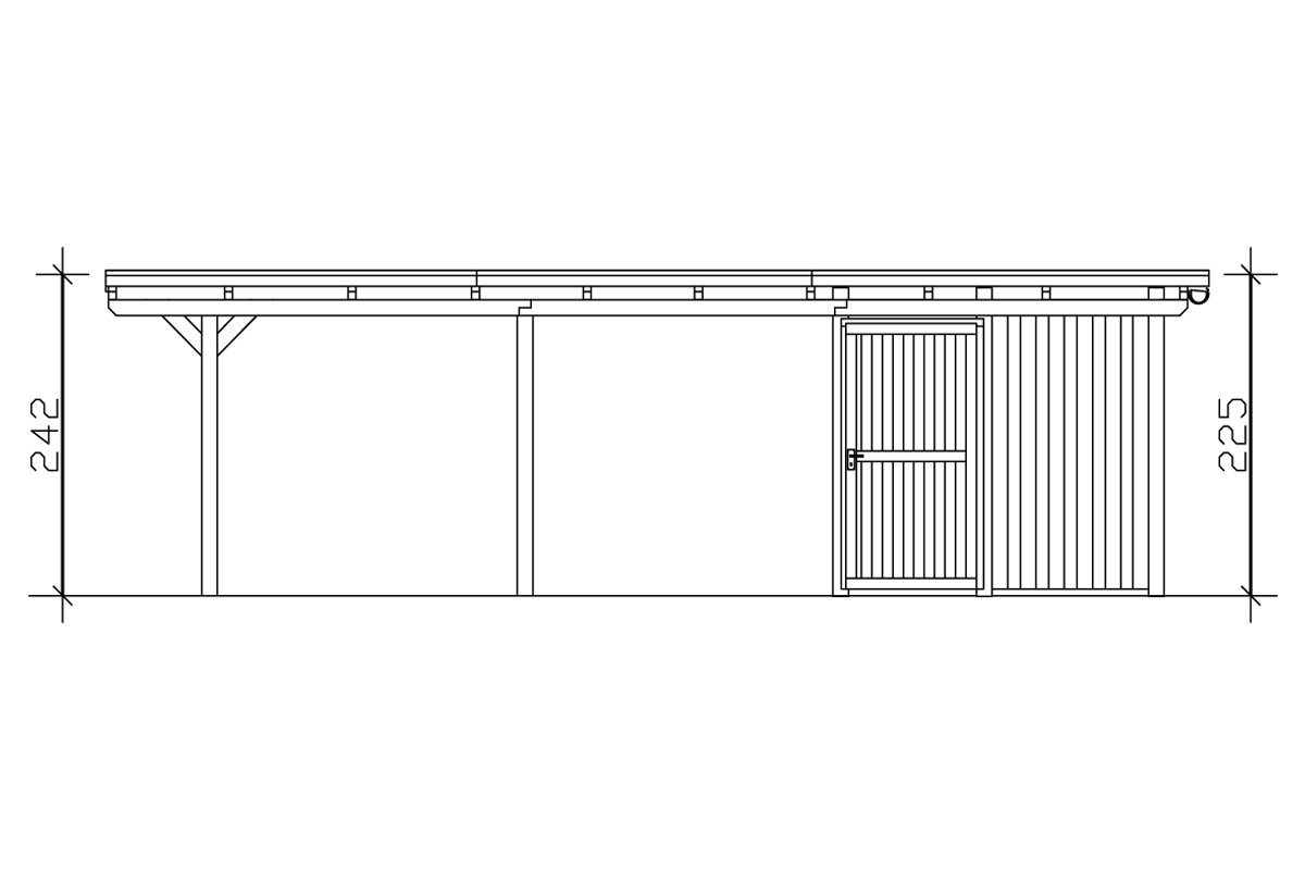 Skan Holz Carport Emsland 404x846 cm, EPDM-Flachdach, mit Abstellraum,  BSH-Fichte, nussbaum lasiert | Carports