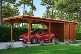 Skan Holz Carport Emsland Abmessung: 354x846 cm Farbe: Nussbaum