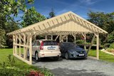 Skan Holz Fachwerk Carport Schwarzwald Abmessung: 684x772 cm Farbe: Natur